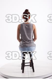 Sitting photo references of Molly blue jeans womna singlet 0003